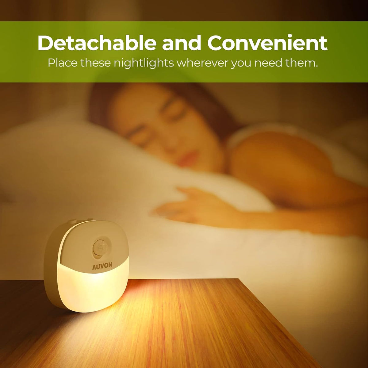 AUVON Magnetic Rechargeable Night Light, Motion & Dusk-Dawn Sensor, 2 Packs