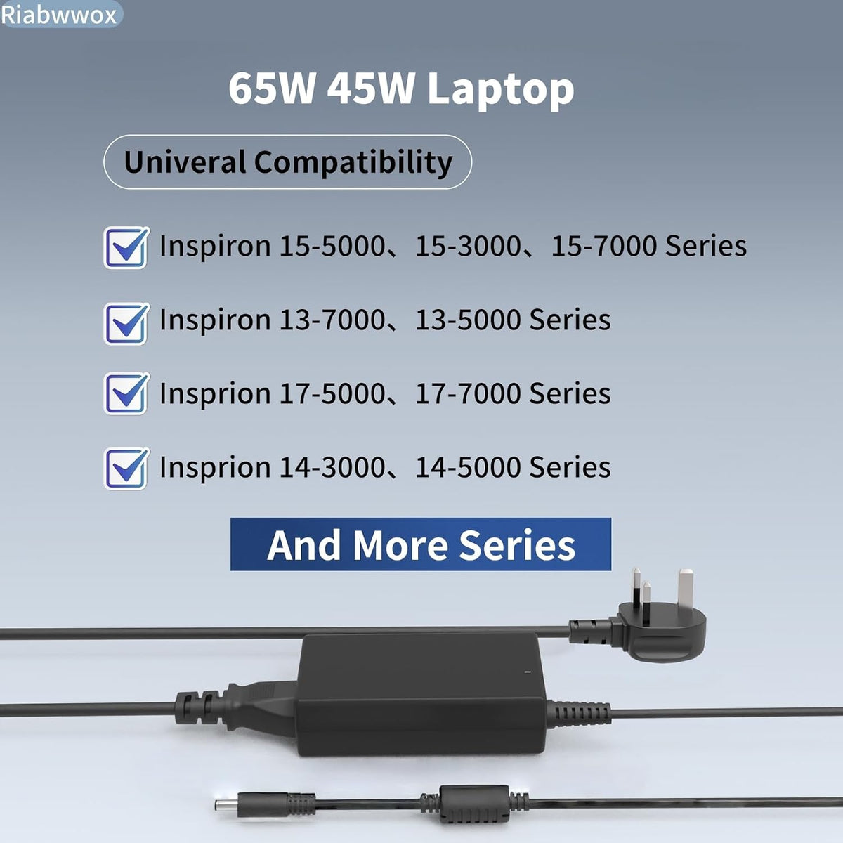 4.5 X 3mm 65W Laptop Charger Compatible with Dell Inspiron 15