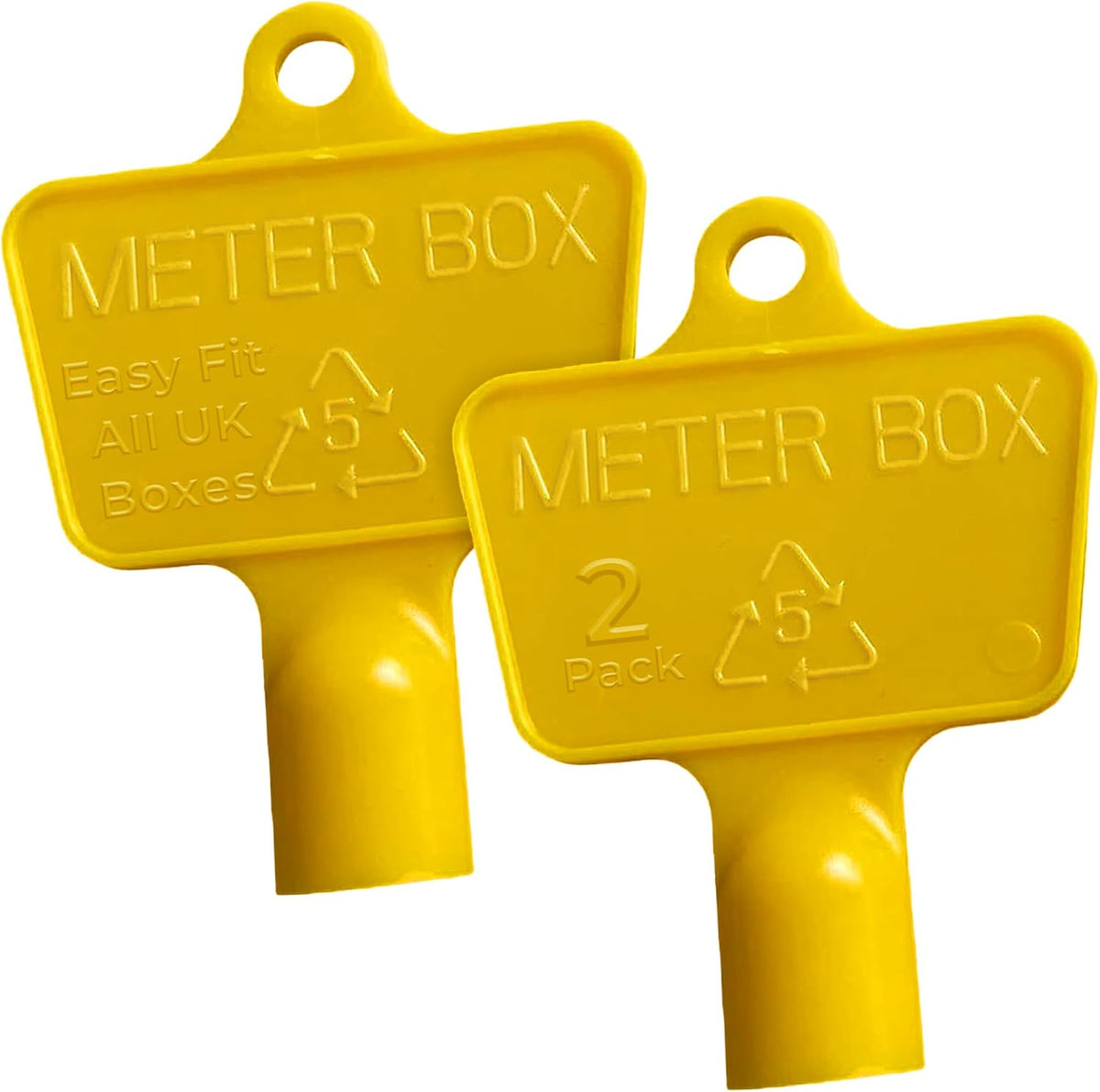 Pack of 2 Triangular Gas Meter Box Keys – Yellow Utility, Cabinet, Electric & Water Keys – Recycled Plastic, Service, Maintenance, Access, UK Standard