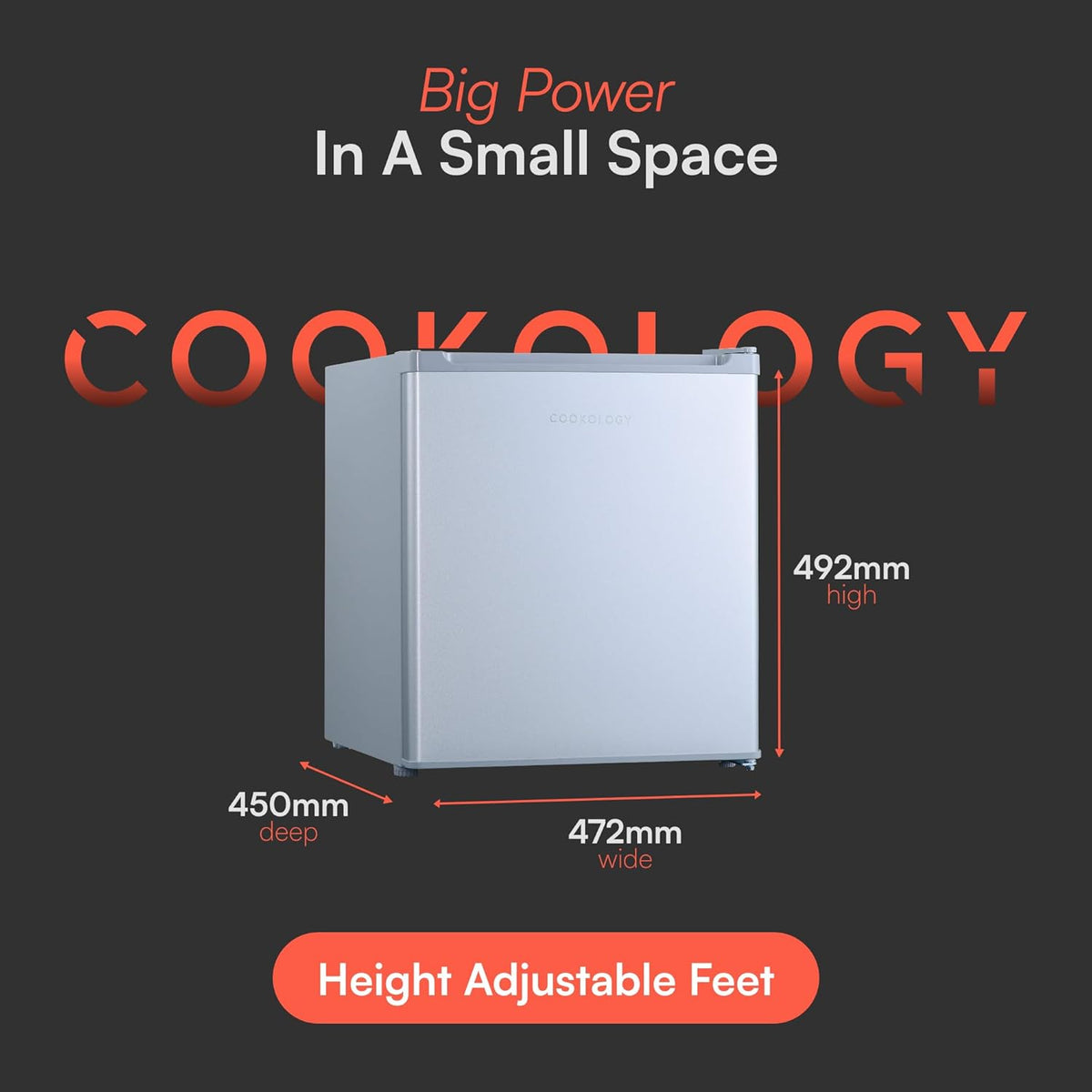 Cookology 31L Small Tabletop Mini Freezer - Adjustable Legs - Silver