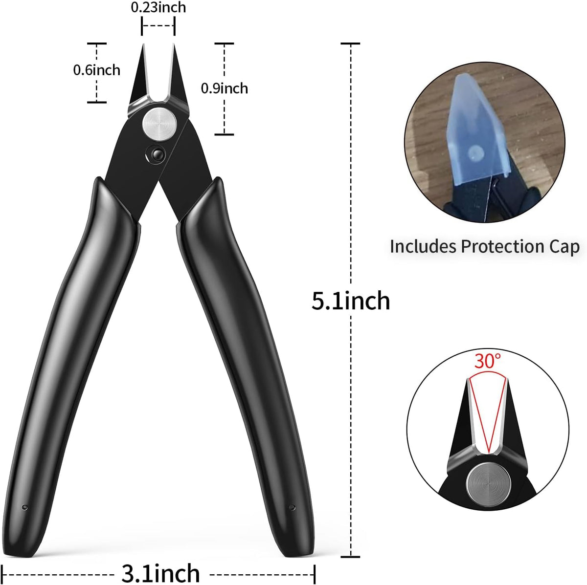 BOENFU Flush Cutter Small Wire Cutters Cable Tie Cutter 10 Pack 5 Inch Precision Wire Clippers Hobby Snips Side Cutting Pliers for Jewelry Making, Electronics, Black