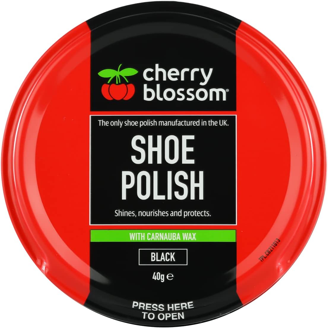 Cherry Blossom Shoe Polish | Black | 40g | Traditional British shoe polish adds shine to all leather shoes and boots