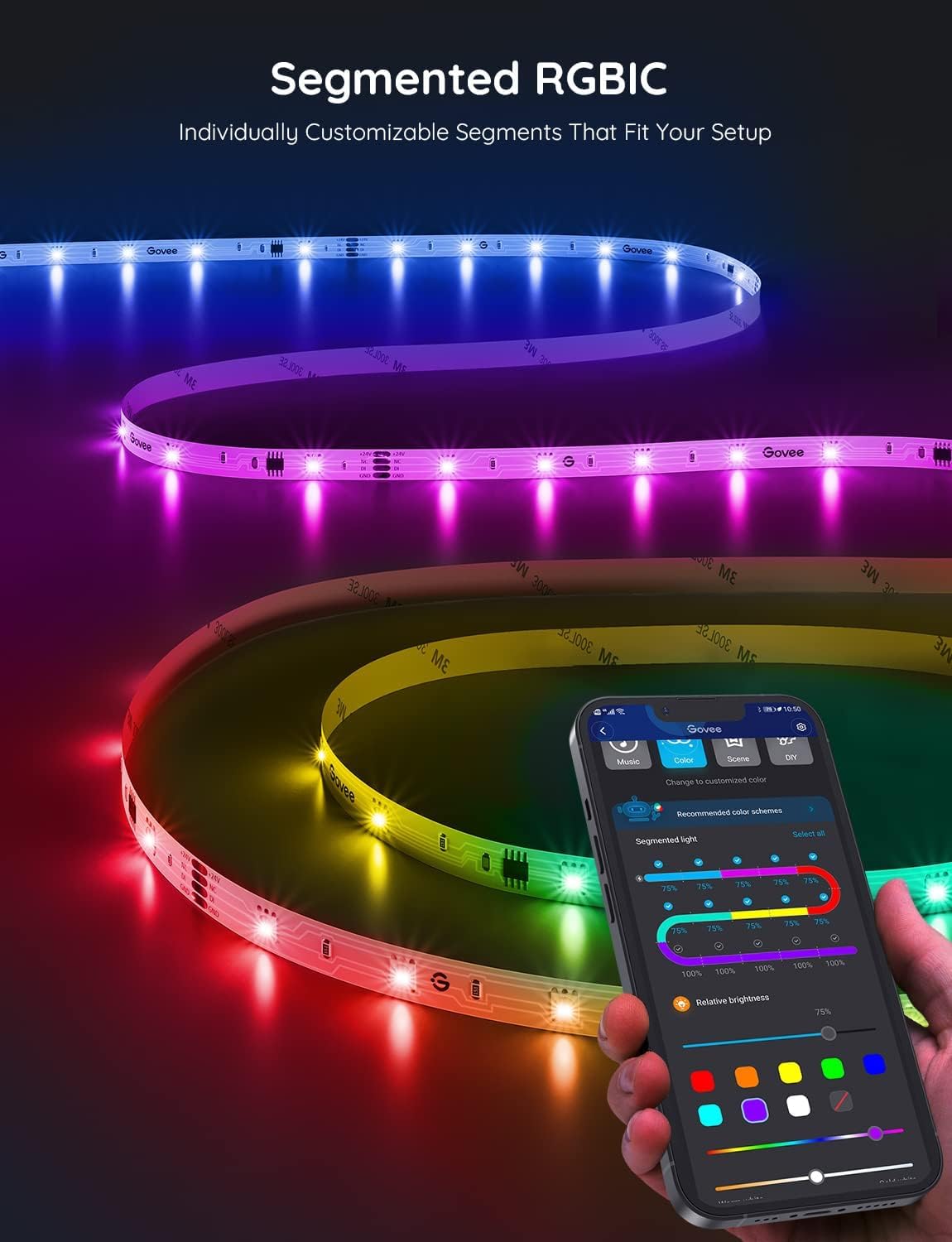 Govee LED Strip Light 5m, RGBIC Smart LED Strip Lights