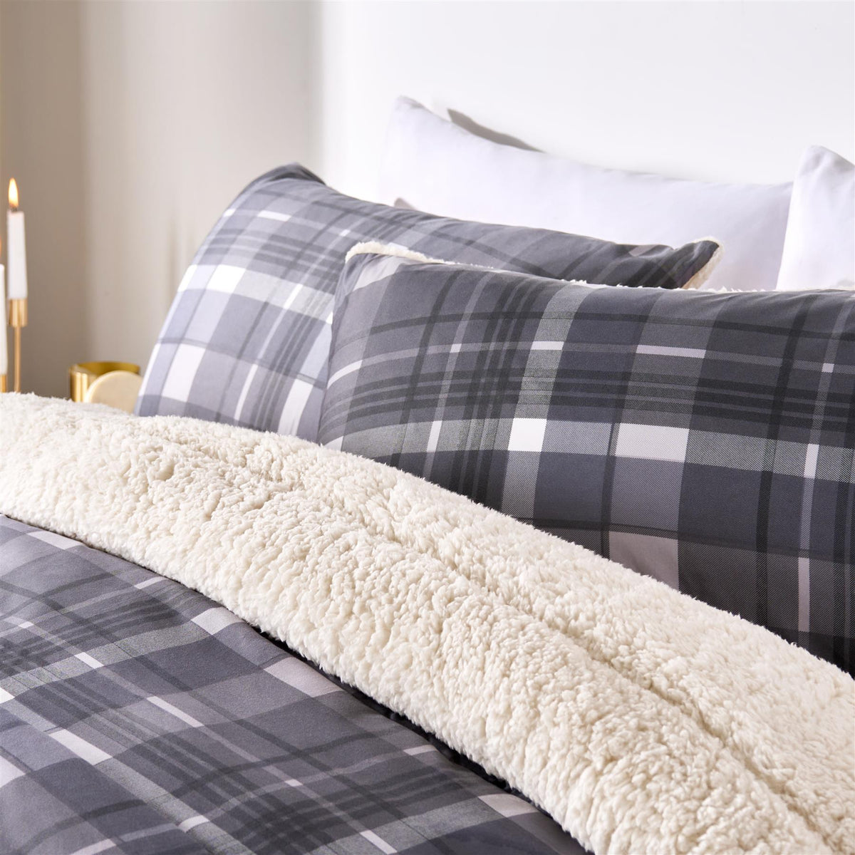 OHS Check Sherpa Reversible Coverless Duvet Thermal Bedding Set