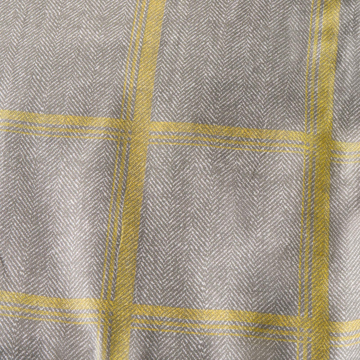 OHS Denim Check Duvet Cover with Pillowcase Tartan Bedding Set Ochre Grey