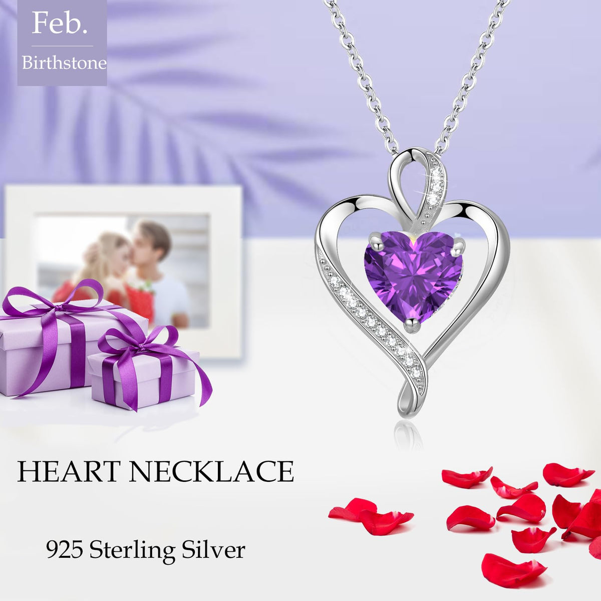 LAVUMO Heart Necklace for Women 925 Sterling Silver Love Pendant Jewellery