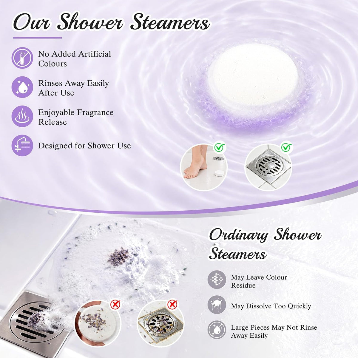 Linkax Shower Steamers Aromatherapy 8 Pcs, Christmas Gift for Women Purple