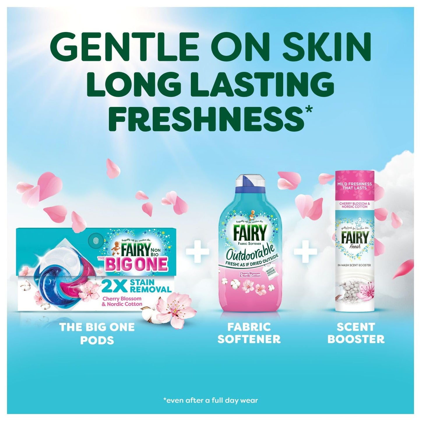 Fairy in-Wash Scent Booster 735g, Cherry Blossom & Nordic Cotton, Mild Freshness that Lasts, Voted No1 for Sensitive Skin
