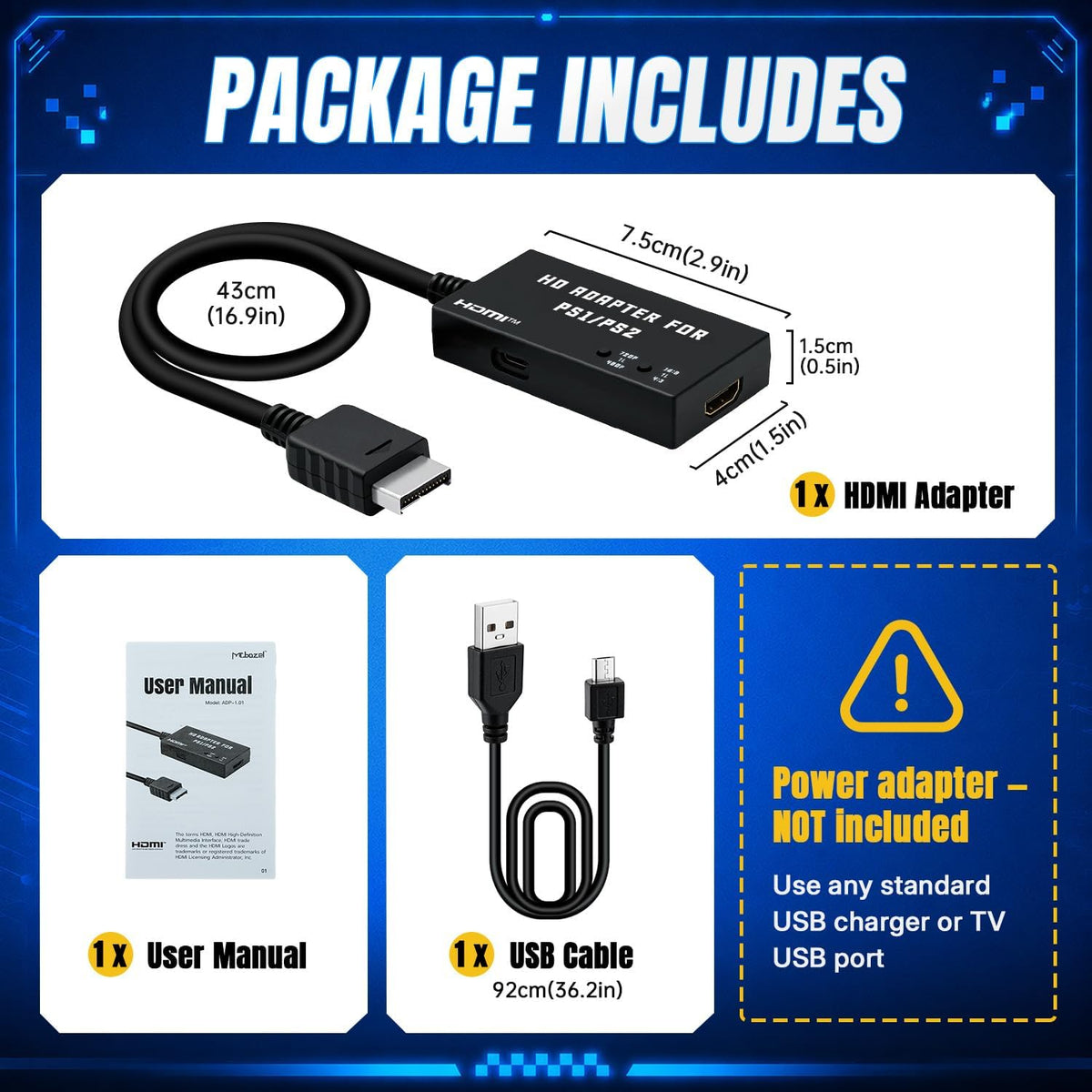 Mcbazel PS1/PS2 To HDMI Adapter,Multifunctional HDTV HDMI Cable Adapter for PS1/PS2/PS One