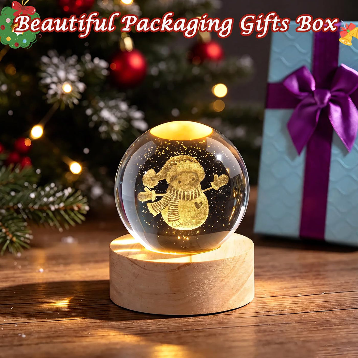 Glass Christmas Reindeer 3D Crystal Ball Christmas Ornaments