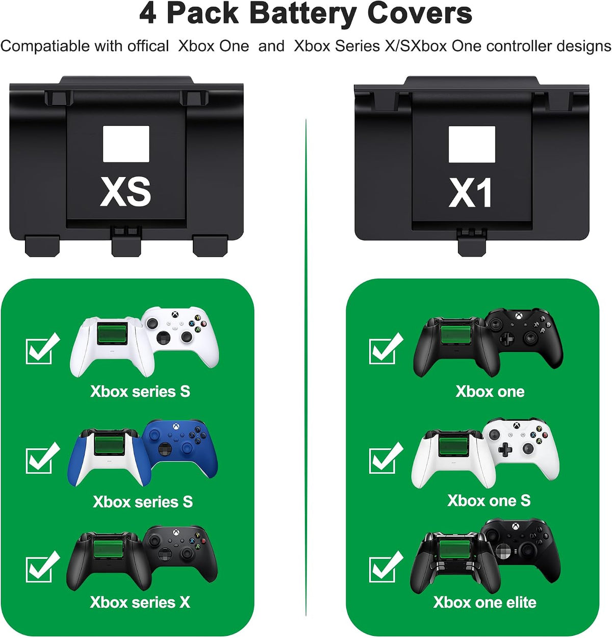 HEYLICOOL Rechargeable Battery Pack for Xbox One/Xbox Series X|S,2x4800mWh Controller Battery Pack with LED Indicators for Series X/S,Play & Charge Kit