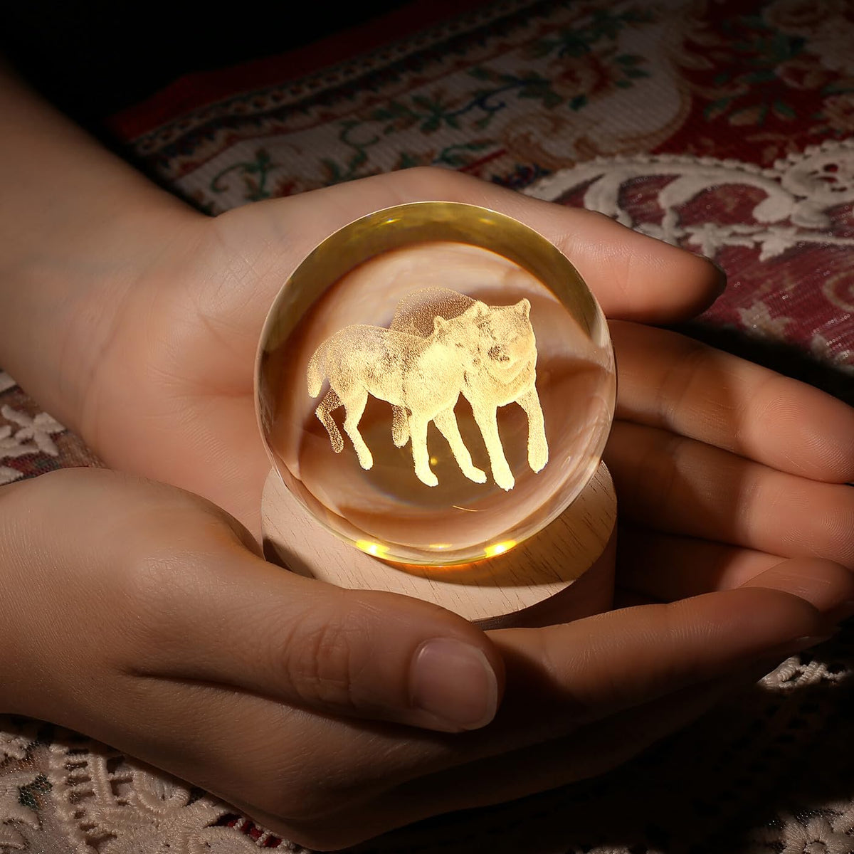 Glass Christmas Reindeer 3D Crystal Ball Christmas Ornaments