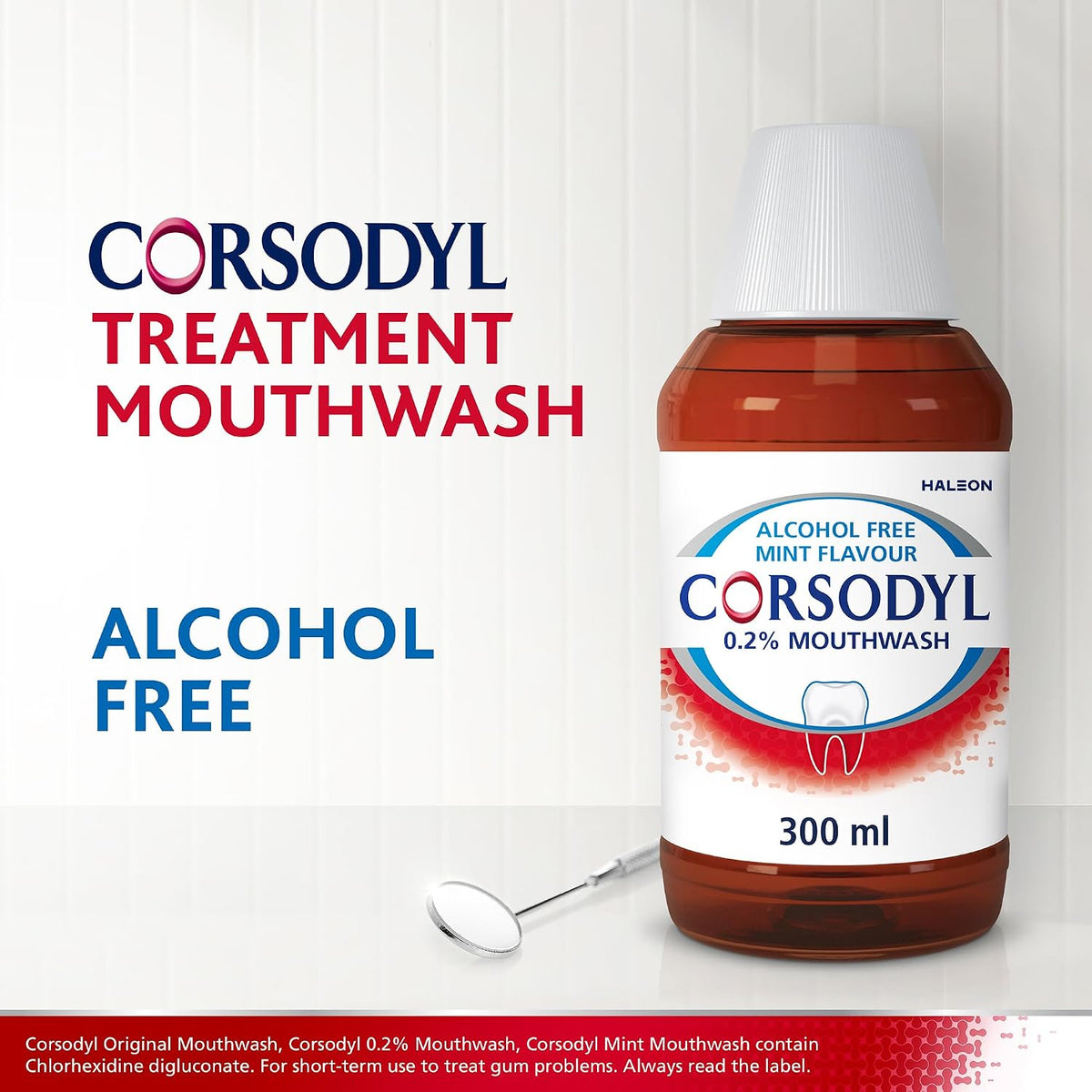 Corsodyl Mint Mouthwash, Gum Disease Treatment, Alcohol Free, 300 ml