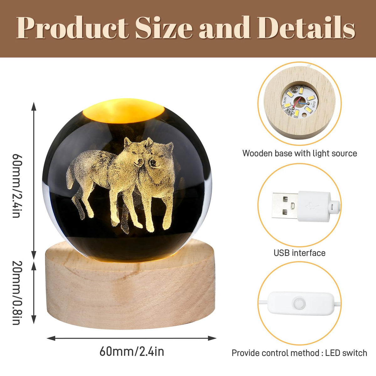 Glass Christmas Reindeer 3D Crystal Ball Christmas Ornaments