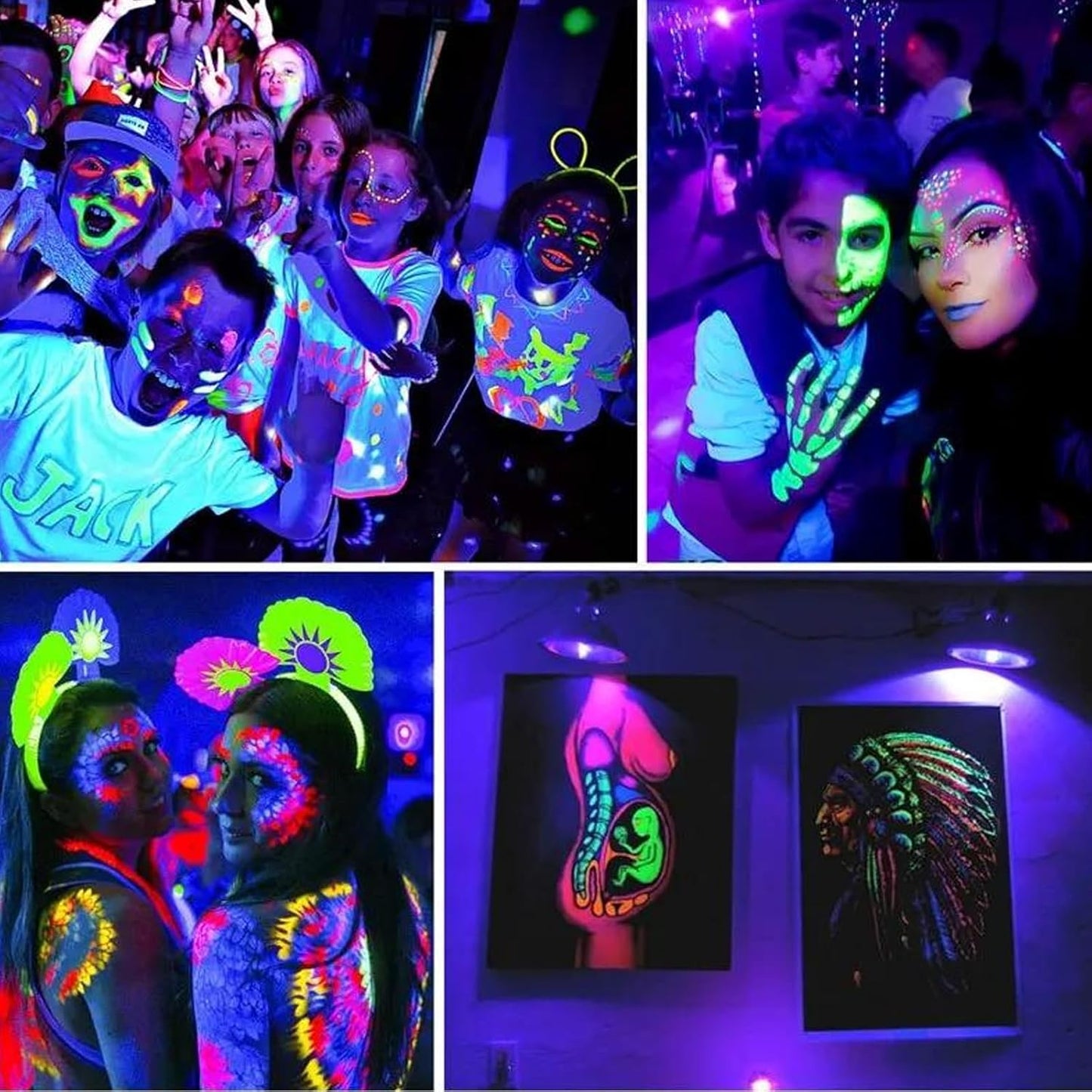 Glow in The Dark Face Paint Markers, 10 UV Neon Colours, Waterproof & Sweatproof, Skin-Safe Body Temporary Tattoo Pens, Washable Tattoo Markers for Halloween, Music Festivals, Raves, Parties
