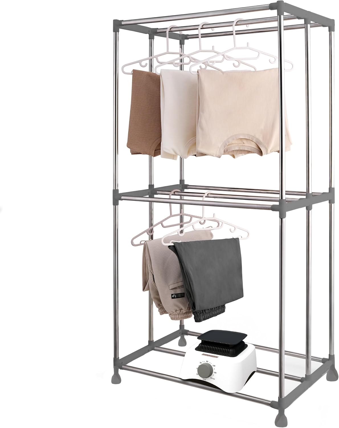 Electric Clothes Dryer with Sock Clip, 2-Tier Foldable Heated Clothes Airer with Cover,20KG Large Capacity Warm Air Drying Wardrobe,1500W Heated Clothes Airer,Energy-Efficient Clothes Drying Rack