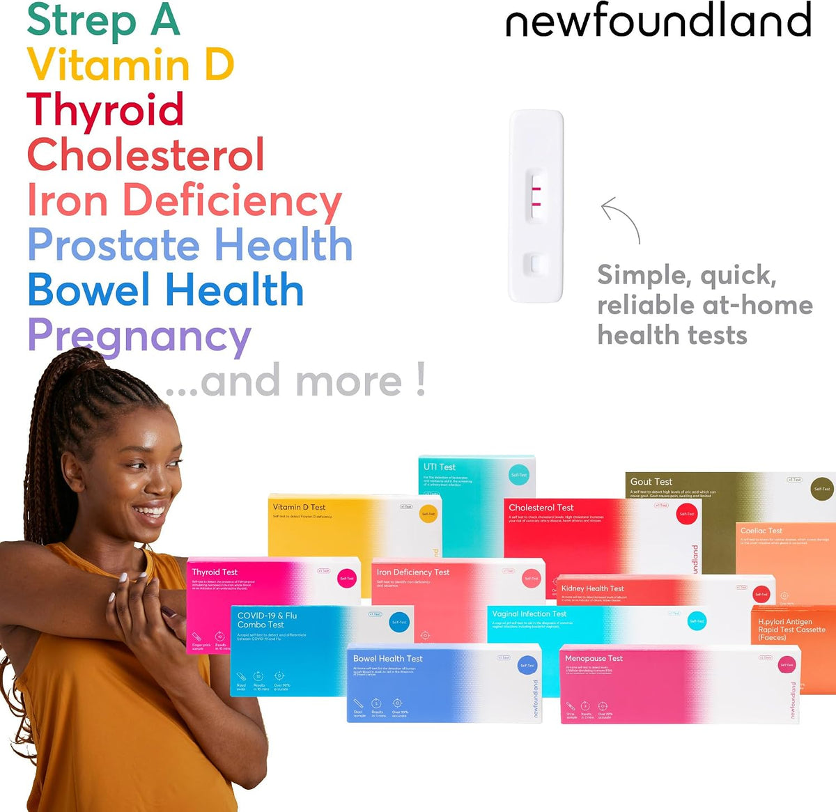 Newfoundland COVID & Flu Combo Test Kit - Dual Home Self-Testing for Influenza & COVID-19 - Rapid Results in 10 Minutes - Detects Coronavirus & Flu Strains - CE Certified - 5 Pack
