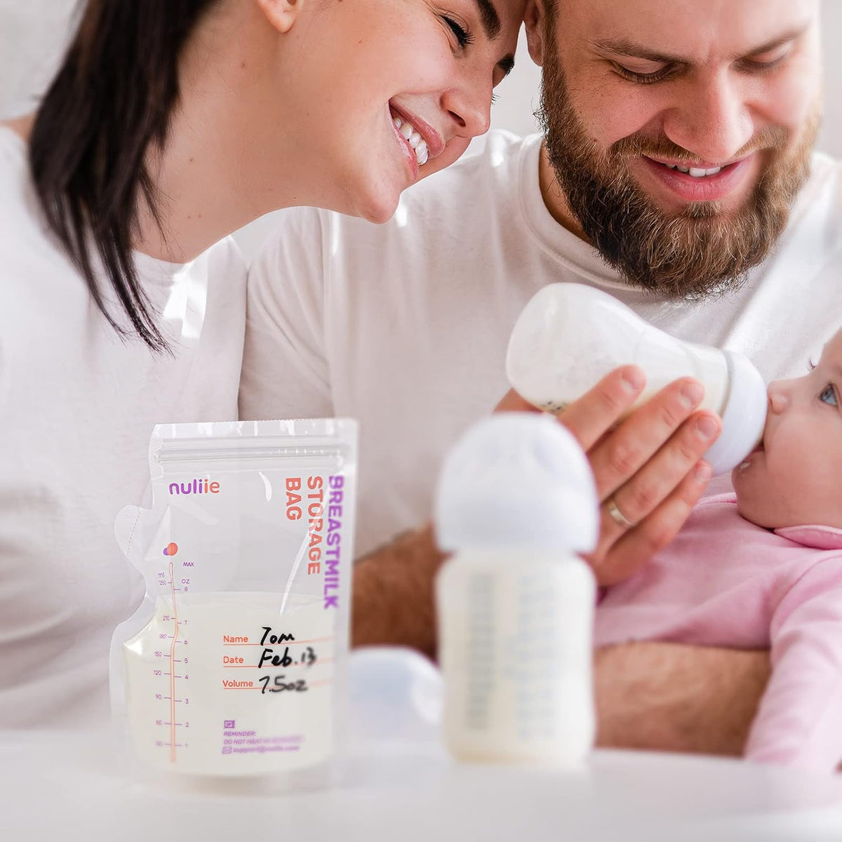 Nuliie 120 Pcs Breast Milk Storage Bags, 250ml BPA Free Milk Storage Bags with Pour Spout for Breastfeeding, Self-Standing or Flat Pre-sterilised Bag, Space Saving for Fridge or Freezer Use