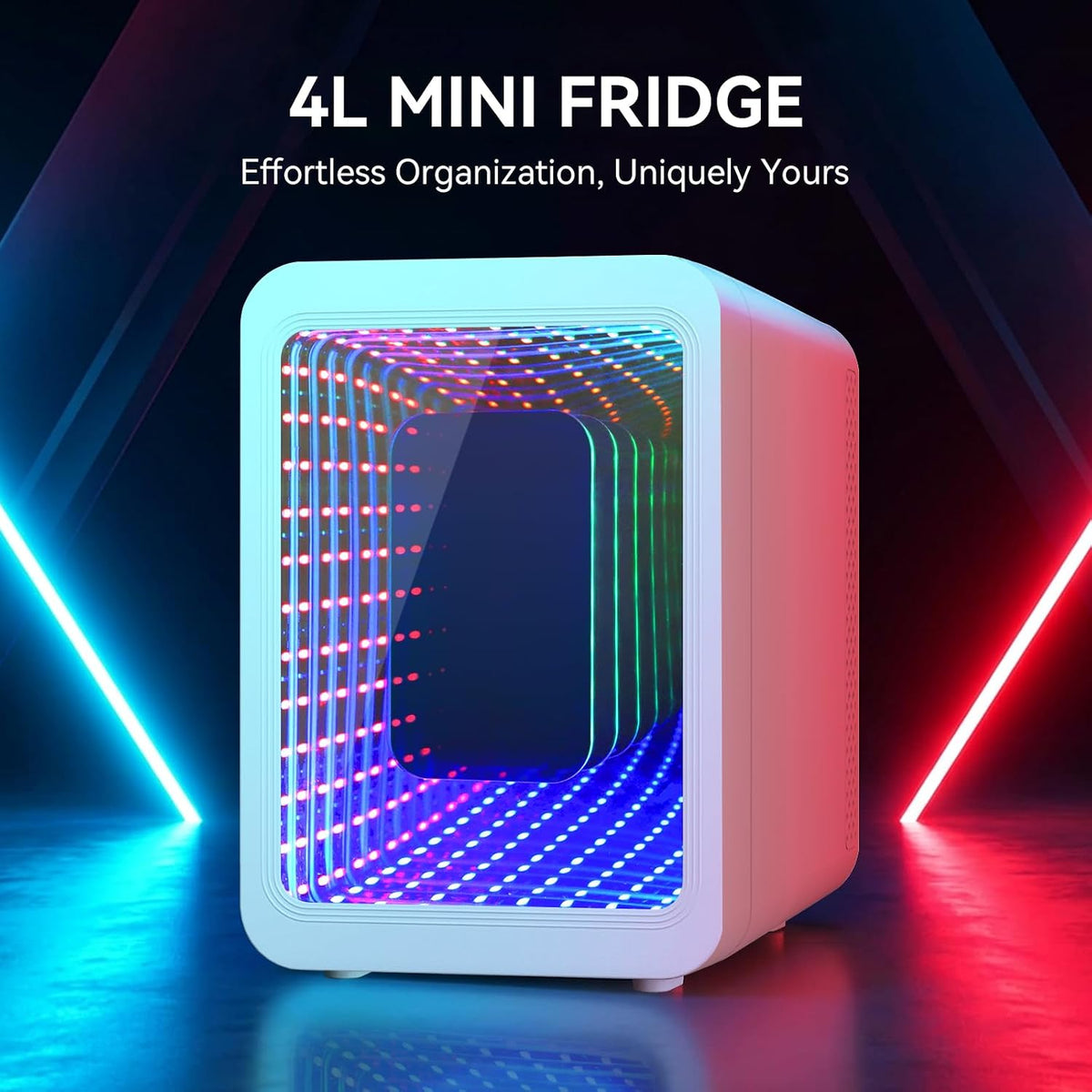 ARTETHYS Mini Fridge for Bedrooms, 4L Car Skincare Fridge with LED Mirror