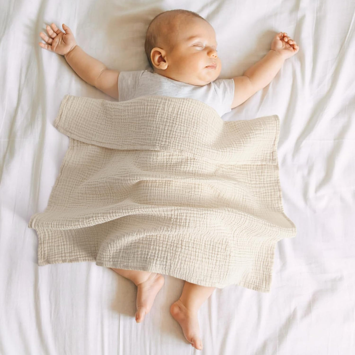 Susurration Muslin Cloths for Baby, 100% Cotton Baby Muslin Squares Cloths for Newborn Boy and Girl, Soft, Breathable and Extremely Absorbent Baby Muslin Burp Cloths, 60 x 60 cm, 5 Pack