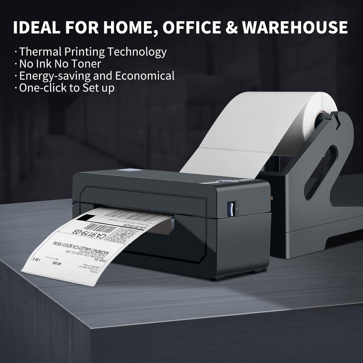JADENS Bluetooth Thermal Label Printer, 4x6 Shipping Label Printer, 50 Labels Included, Compatible with Hermes, Royal Mail, DHL, DPD, Evri, Amazon, Shopify