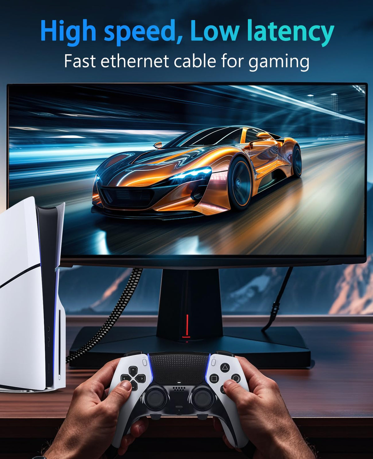 ARISKEEN Cat 8 Ethernet Cable 10M, High-Speed 40Gbps 2000MHz Network Cable Braided Flat Gigabit Rj45 STP Shielded Internet Network Lan Cable Cord for Modem Router PC