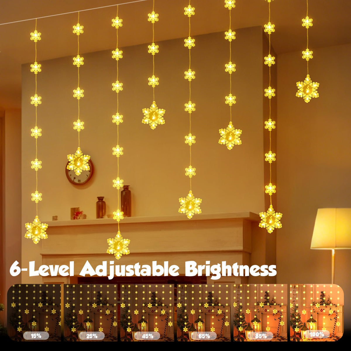 Christmas Star Window Lights, 2M 48 Stars 80 LED Curtain Fairy Lights with Remote, Timer, 8 Modes, Dimmable, USB Powered String Lights for Window, Bedroom, Party, Christmas Decorations