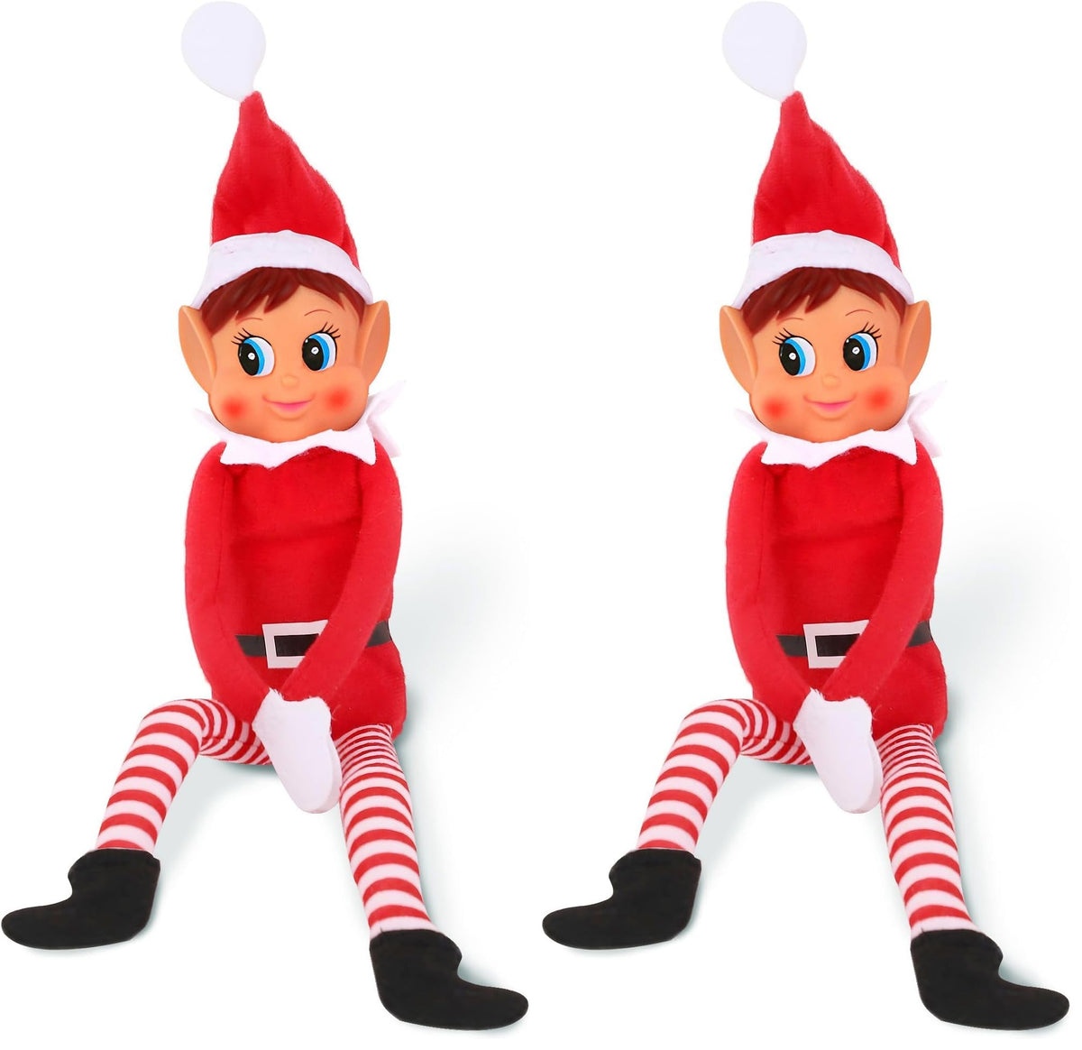 Elves Behavin' Badly Charming Red Long Leg Soft Body Vinylface Girl Elf with Hat - 30 cm (1 Pc.) - Premium Quality Plush Toy - Perfect For Holiday Decor & Gift-giving
