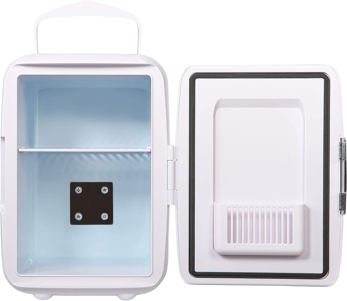 Russell Hobbs RH4CLR1001 4L/6 Can Portable Mini Cooler & Warmer for Drinks, Cosmetics/Makeup/Skincare, AC/DC Power, Retro Style, White, For Bedroom, Home, Caravan, Car