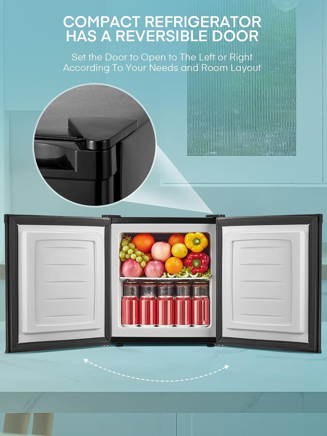 FOHERE Table Top Mini Freezer 32L for Office and Home,Black