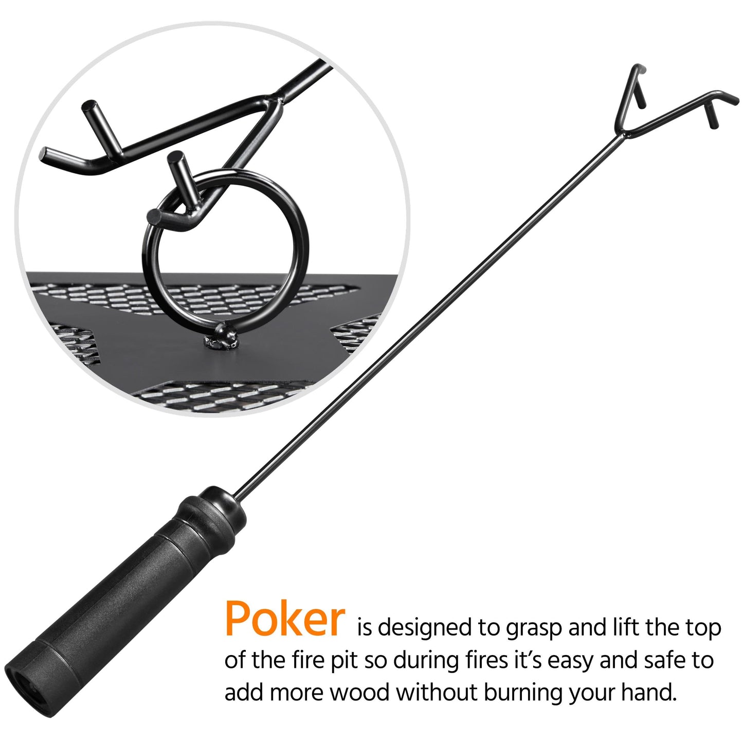 Yaheetech Outdoor Fire Pit 81cm Square Fire pits 3-in-1 Heat-resistant Metal Garden Stove for Barbecue, Heating, Cooling Drinks with Cover & Poker, Black