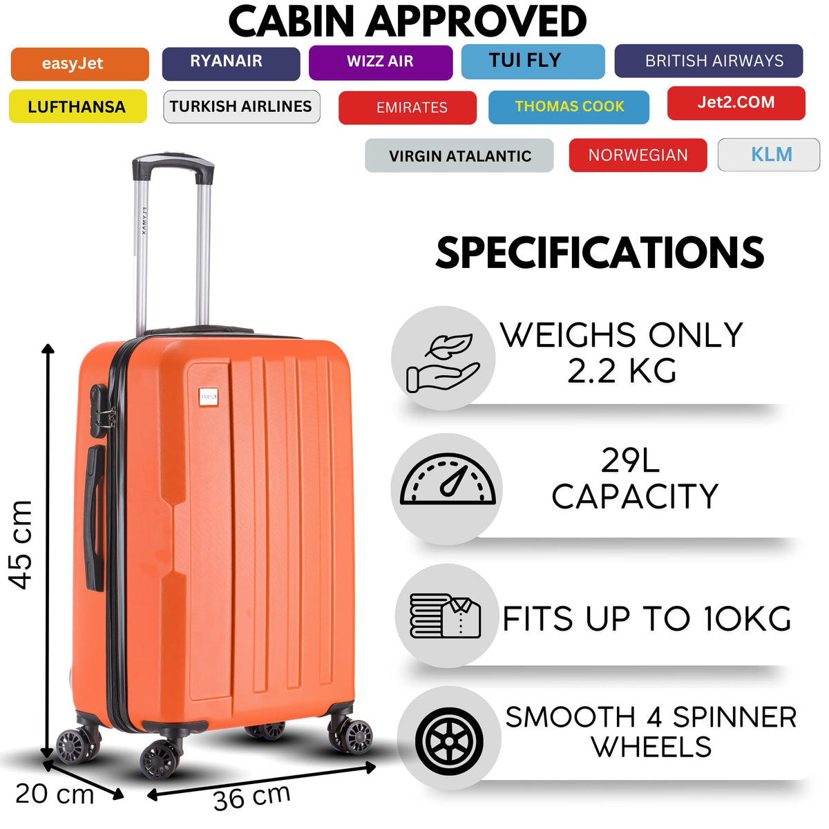 FLYMAX 29" Large Suitcase 4 Wheel Lightweight Luggage Hard Shell Travel Case Hold Check in Fits 23kg - 27kg + 3 Digit Lock Suitcase Large + Telescopic Handle 103 Litre Capacity