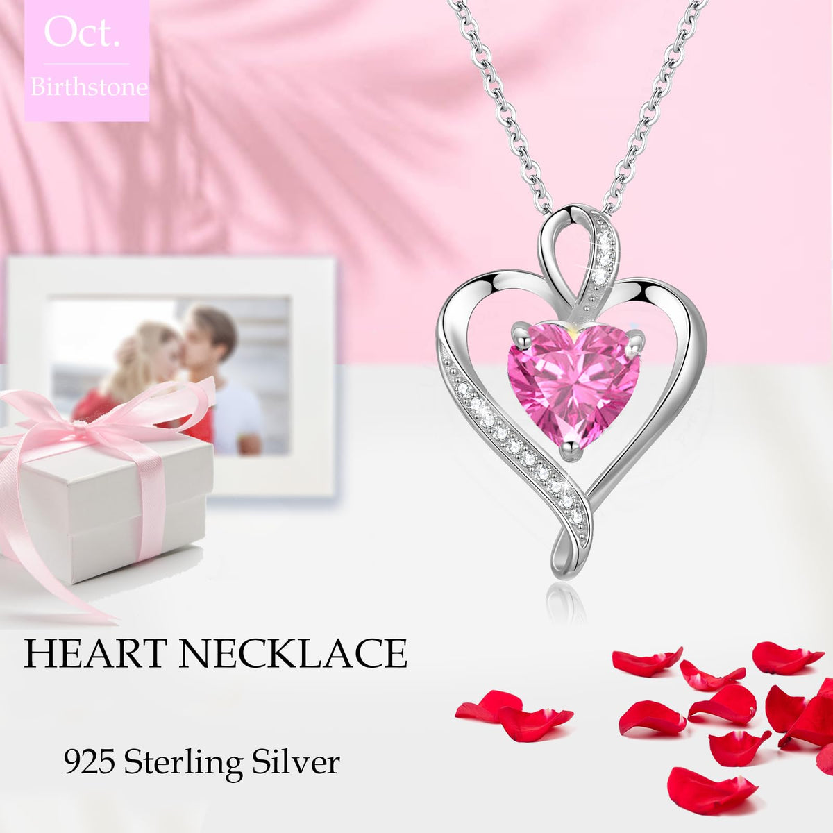 LAVUMO Heart Necklace for Women 925 Sterling Silver Love Pendant Jewellery
