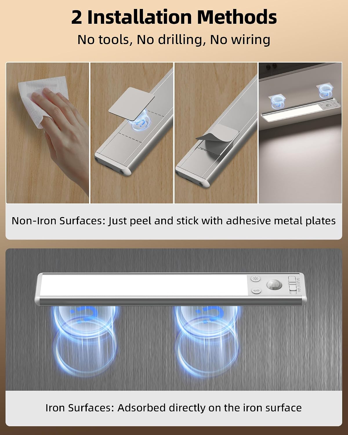 EZVALO Under Cabinet Kitchen Lights, Motion Sensor Lights Indoor 2-Pack