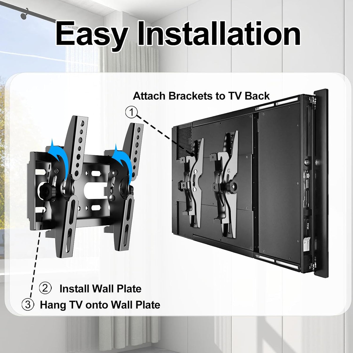 TV Wall Bracket Tilt for 14-42" LED/LCD/OLED Flat&Curved TVs Monitor, Support 25kg with Max VESA 200x200mm Spirit Level Included, Television Wall Mount Fit 32 38 40 inch Universal TV Bracket