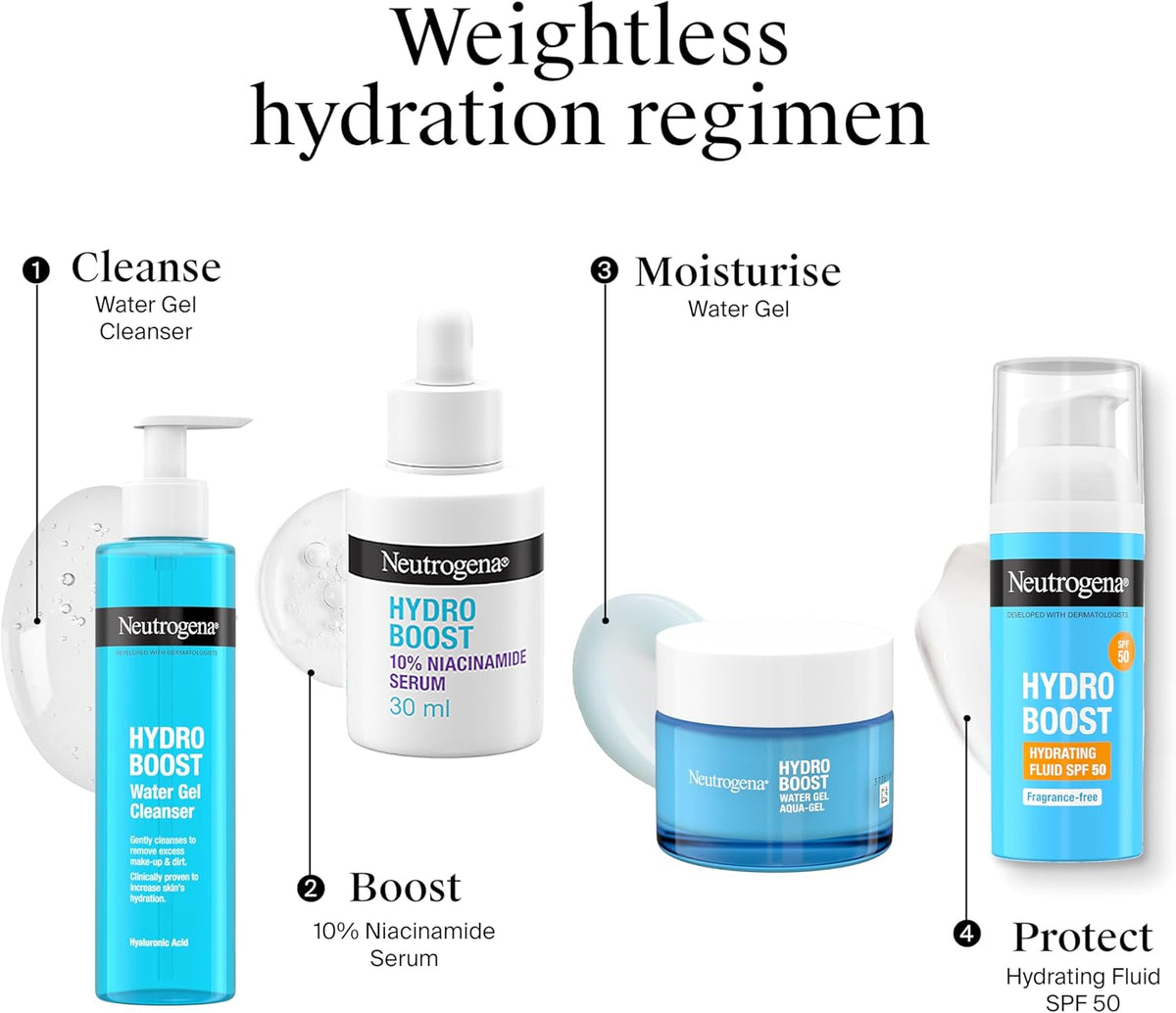 Neutrogena Hydro Boost Water Gel (1x 50ml), Oil-Free Face Cream with Hyaluronic Acid, Amino Acids and Electrolytes, Lightweight Face Care with 72 Hour Hydration, For Acne-Prone and Sensitive Skin