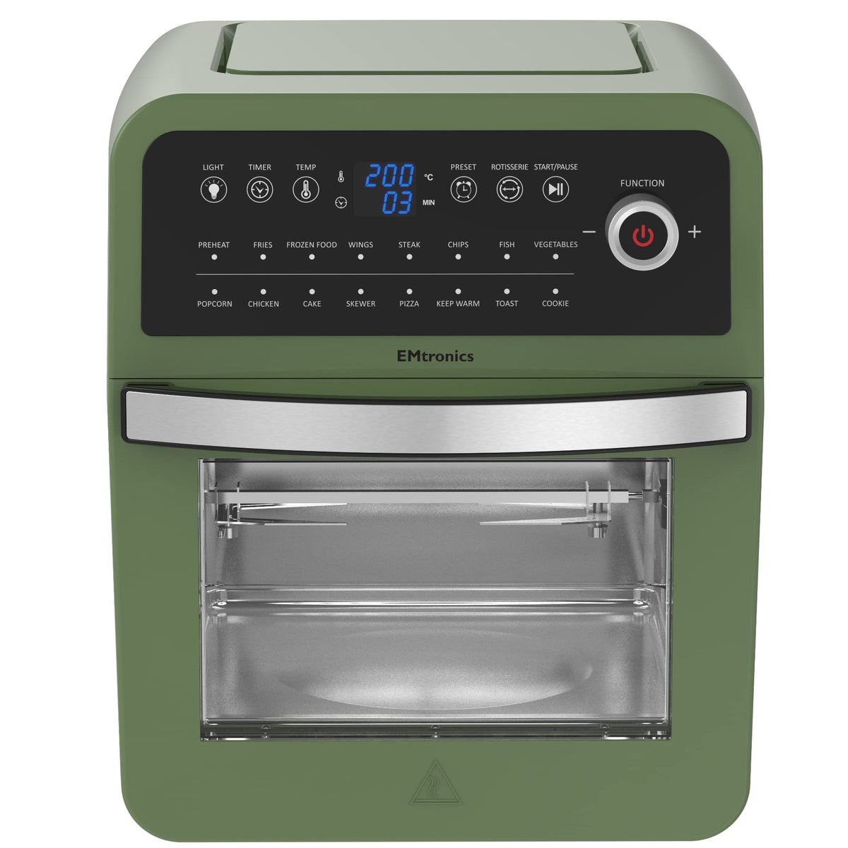 EMtronics Retro Air Fryer Oven Combi, Rotisserie and Grill, Large Family Size 12L with 16 Pre-Set Menus for Oil Free Cooking – Black