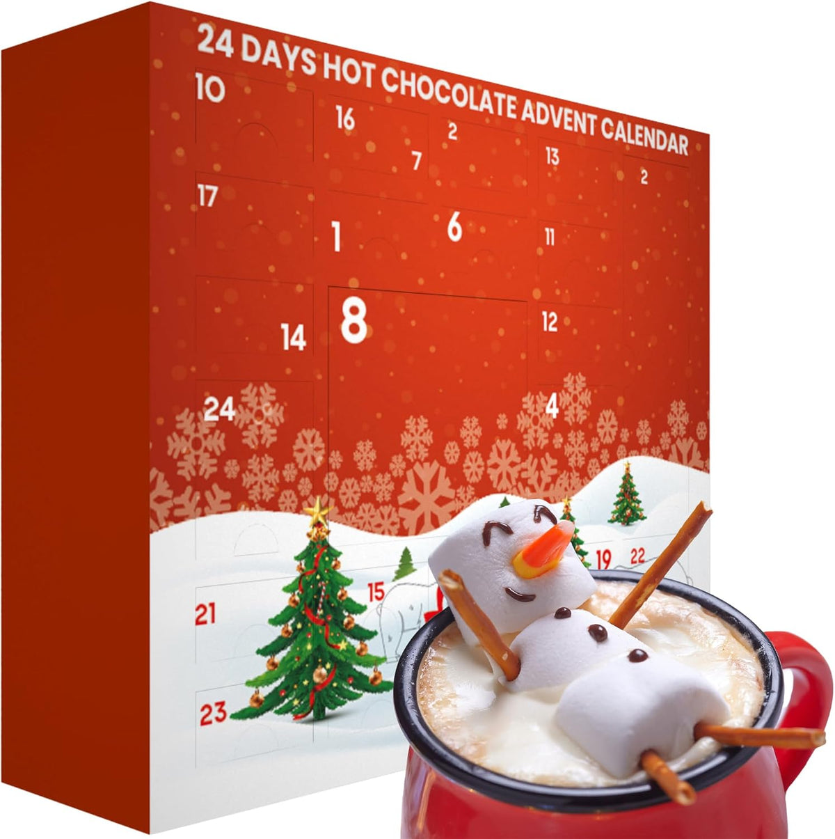 Hot Chocolate Advent Calendar 2026| Luxury Instant Hot Chocolate Gift Set Selection Station | Sachets Powder | Xmas Gifts for Women Ladies Men Kids | Christmas Countdown | Food Unique