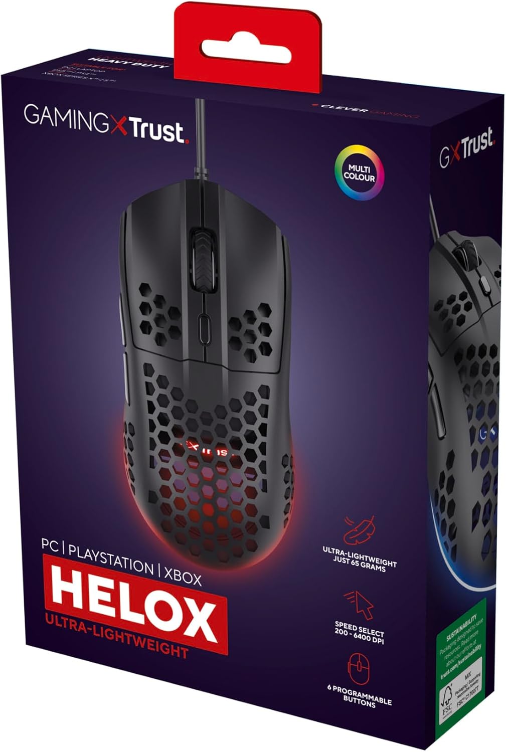 GXTrust Helox USB Gaming Mouse Superlight 65g, Black