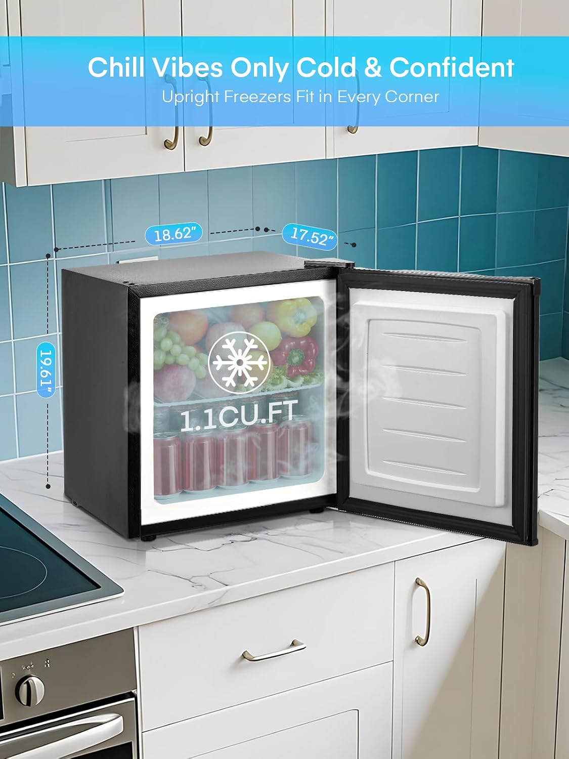 FOHERE 32L Mini Small Freezer Small Table Top Fridge Energy Efficient