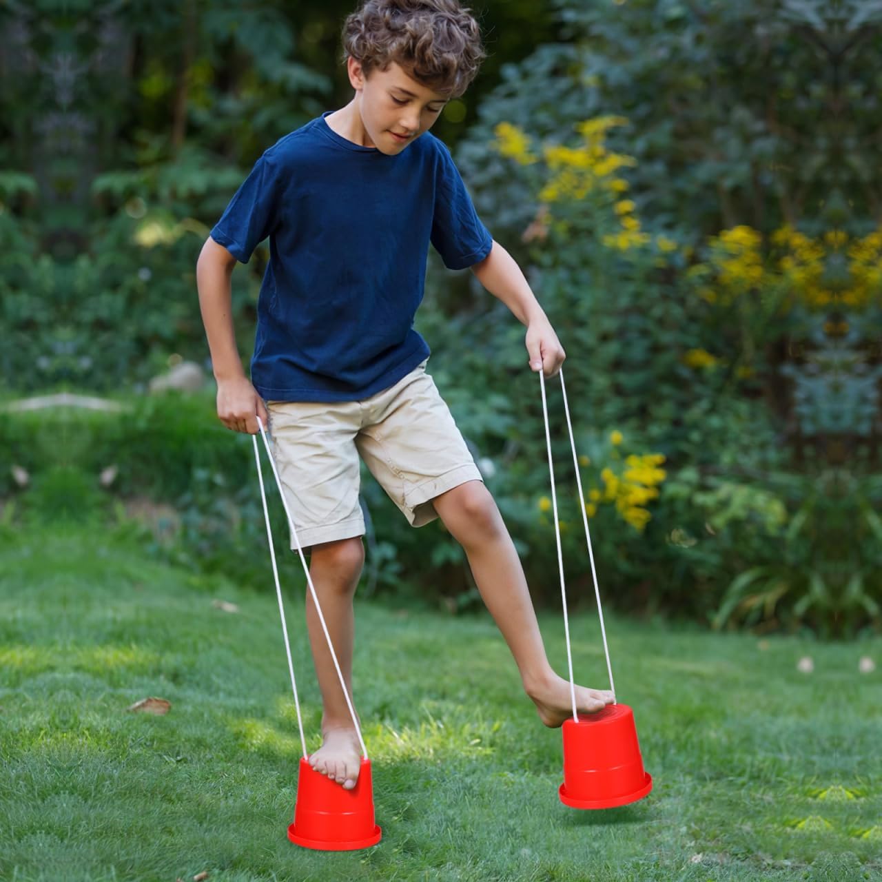 Vaguelly Kids Plastic Jumping Stilts 3 Pairs Outdoor Balance Toys for Children Coordination Training Fun Walker Buckets