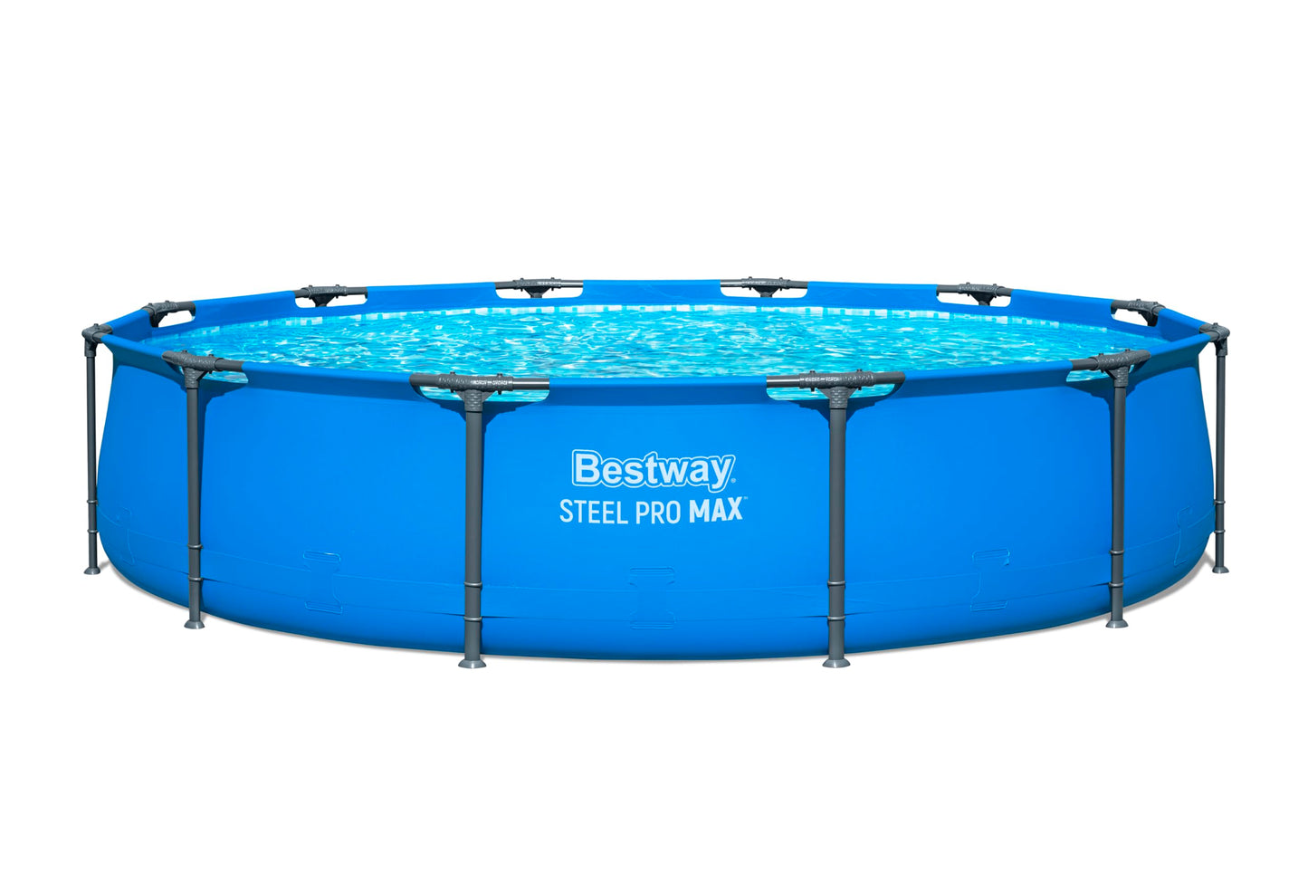 Bestway Steel Pro Round Frame Swimming Pool 12 ft with Filter Pump, 366 x 76 cm Above Ground Pool, Tri Tech Durable Liner, Rust Resistant Steel Frame, Easy Setup Garden Pool - Blue
