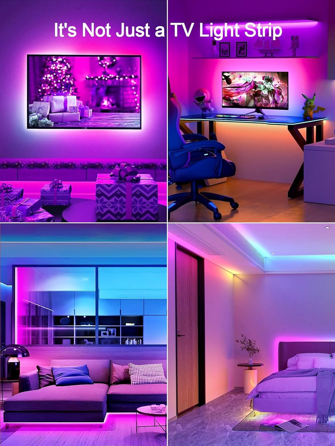 KANTUTOE TV Lights, 4m RGB LED Strip Lights for 32-55 Inch TV, Music Sync Bluetooth APP and Remote Control, USB Powered for Gaming/Bedroom