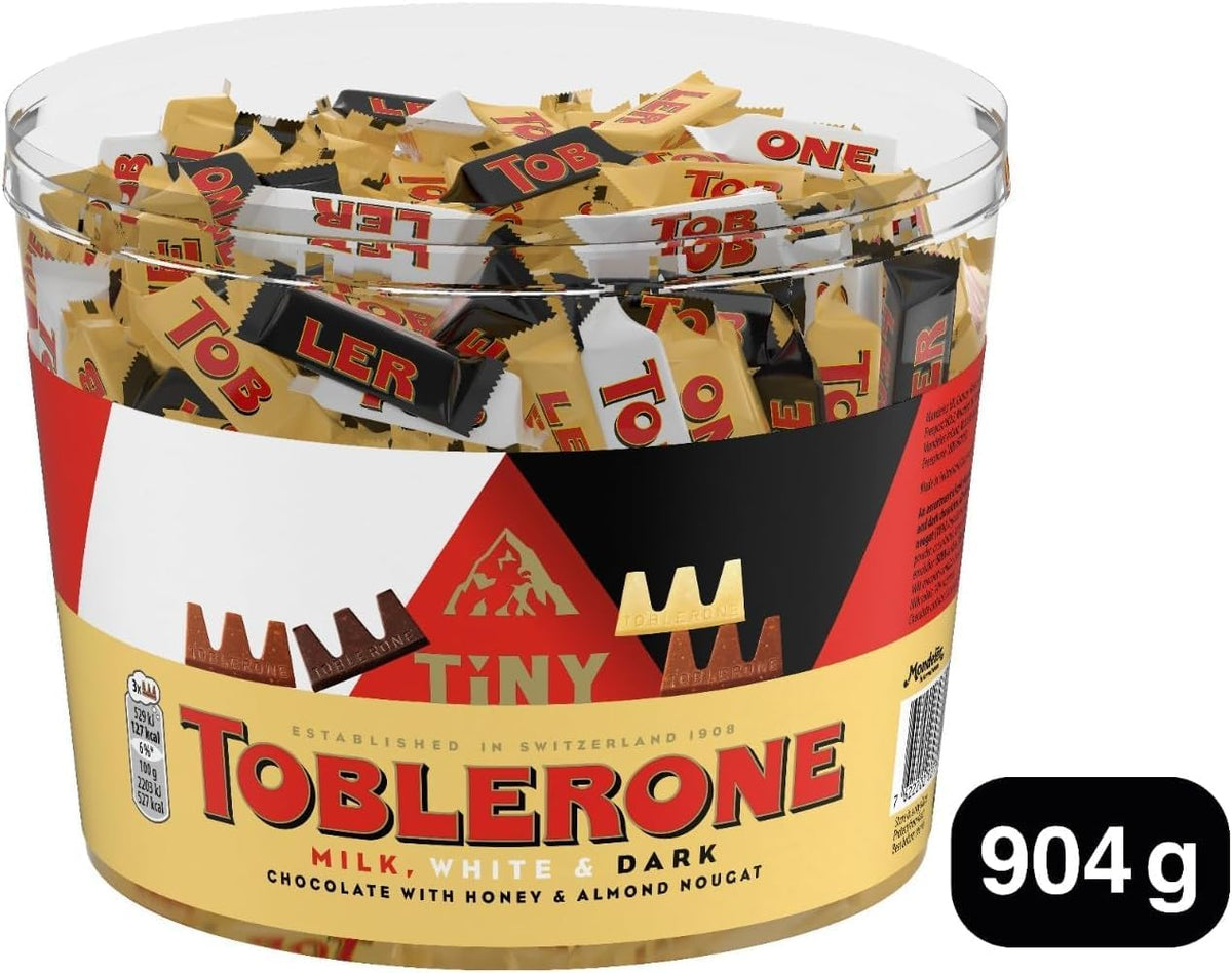 Toblerone Extra Large Tub, Assorted Milk, White & Dark Chocolate, 904 g