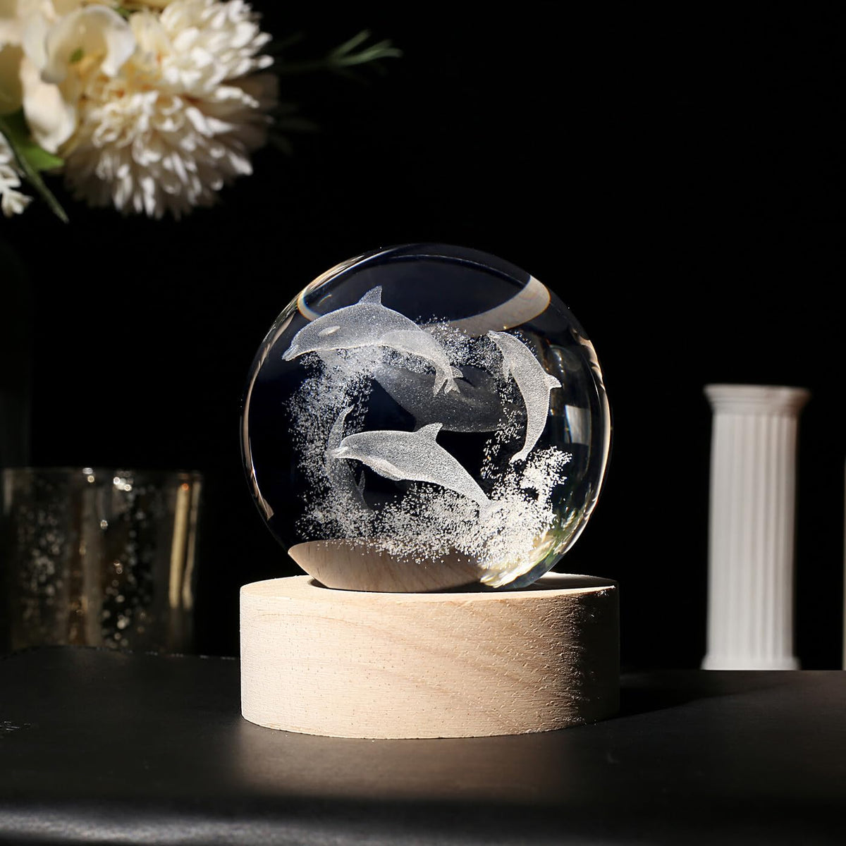 Glass Christmas Reindeer 3D Crystal Ball Christmas Ornaments
