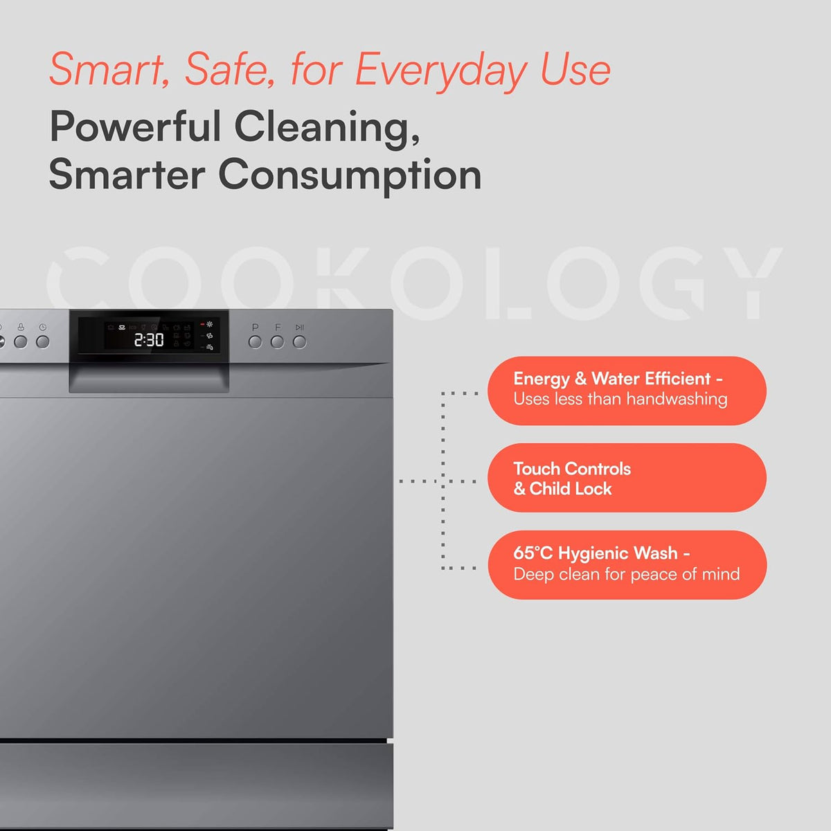 Cookology Mini Countertop Dishwasher - 8 Place Settings - Silver