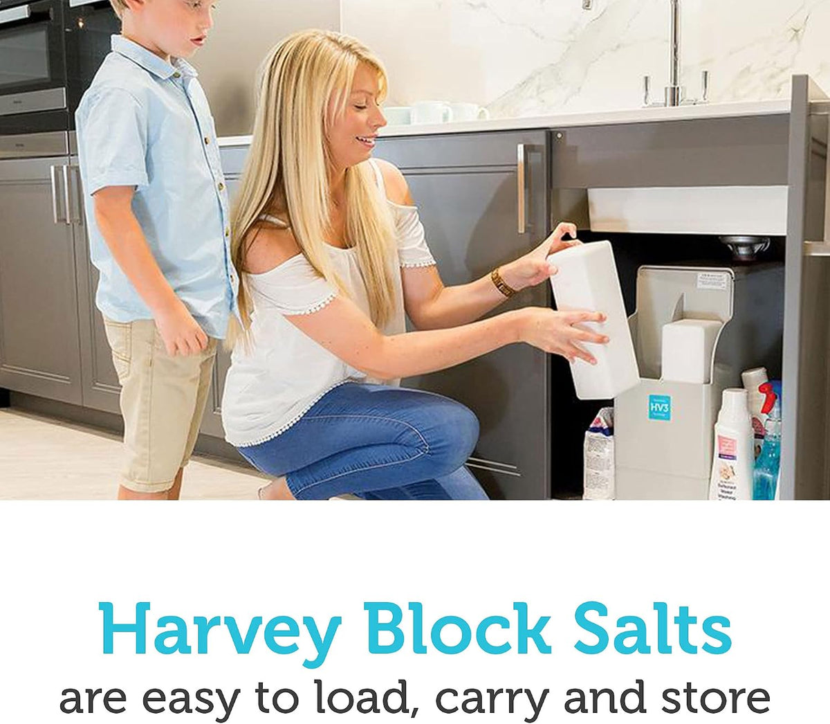 Harvey Block Salt for Water Softeners | Original Pure Grade A Food Quality Salt | 3 Bags, Securely Boxed | Each Bag Contains 2 Blocks | Efficient Softening Solution