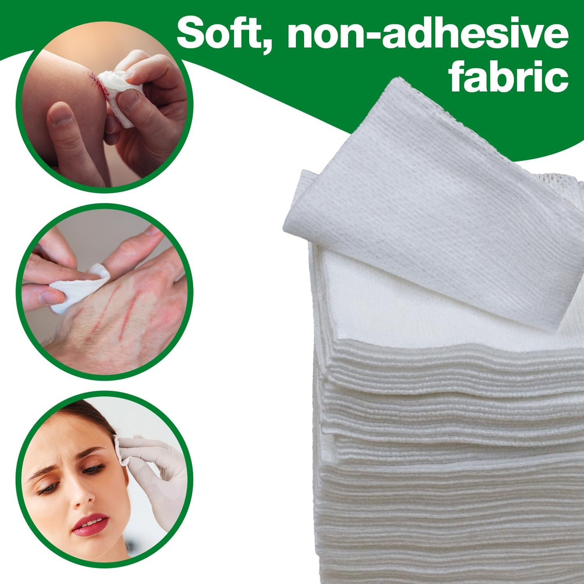 Safety First Aid HypaCover Non-Woven Swabs, 7.5cm x 7.5cm, Pack of 100