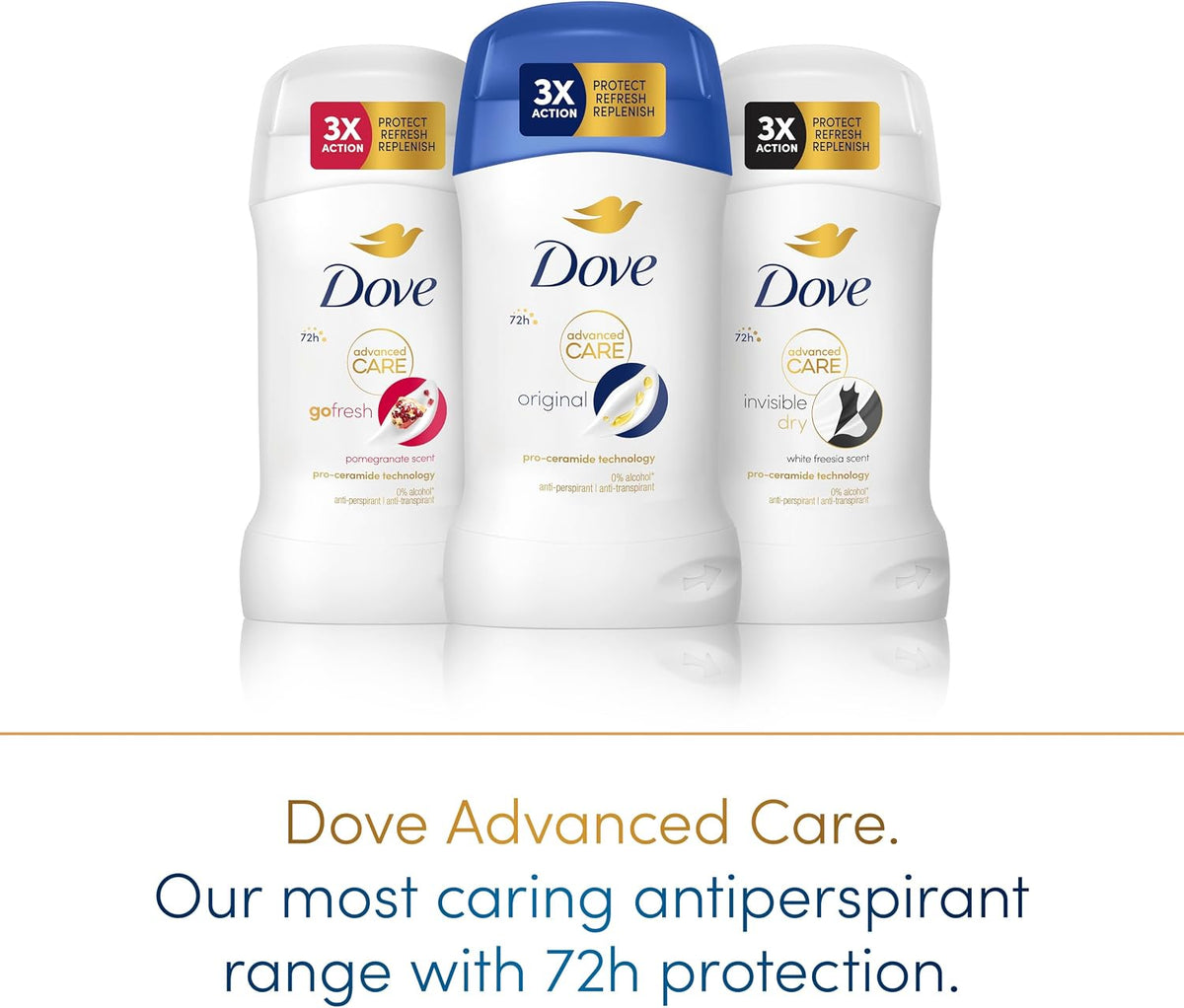 Dove Advanced Care Invisible Dry Anti-Perspirant Cream Women's Deodorant Stick with pro-ceramide technology for 72 hours sweat protection 50 ml