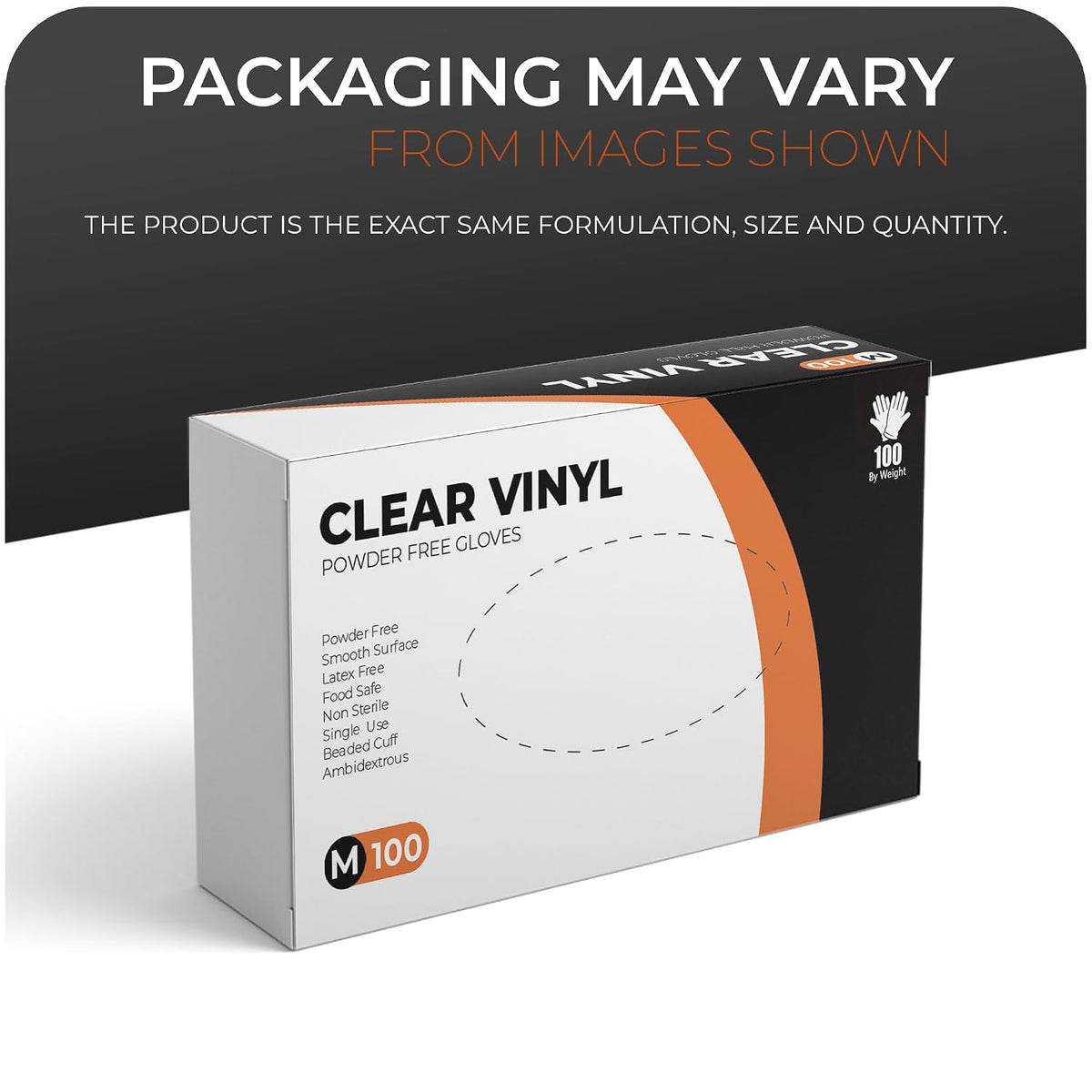 Clear Vinyl Gloves, 100 Count, Clear Disposable Gloves (100, Medium)